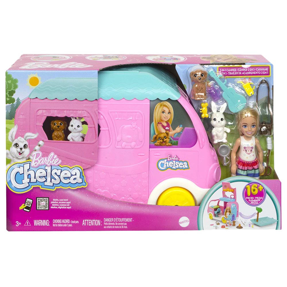Mattel Games Barbie Club Chelsea Camper Refresh Playset 16pcs