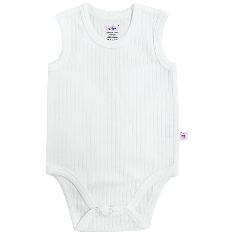 Smart Baby Boy Sleeveless Organic Bodysuit White