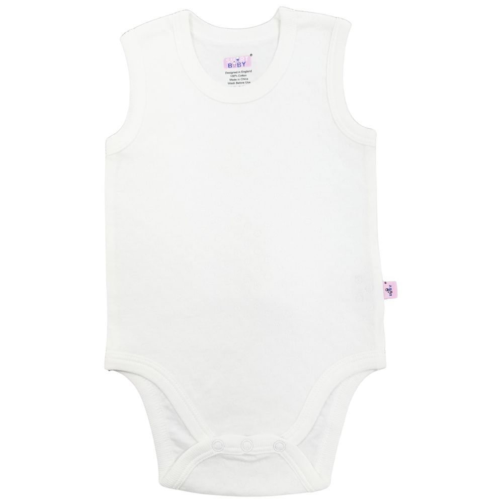 Smart Baby Boy Sleeveless Bodysuit White