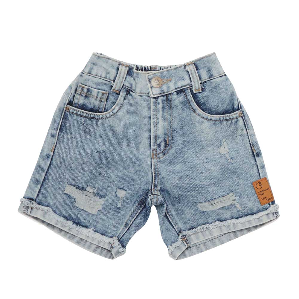 Buy Little Kangaroos Boy Semi Elasticated Ripped Denim Shorts