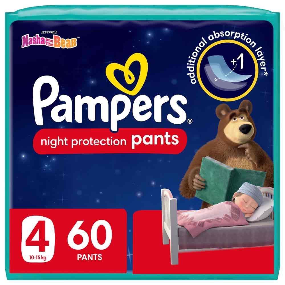 Pampers BabyDry Night Pants Diapers for All Around Night Protection, Size 4, 914kg, 60 Count