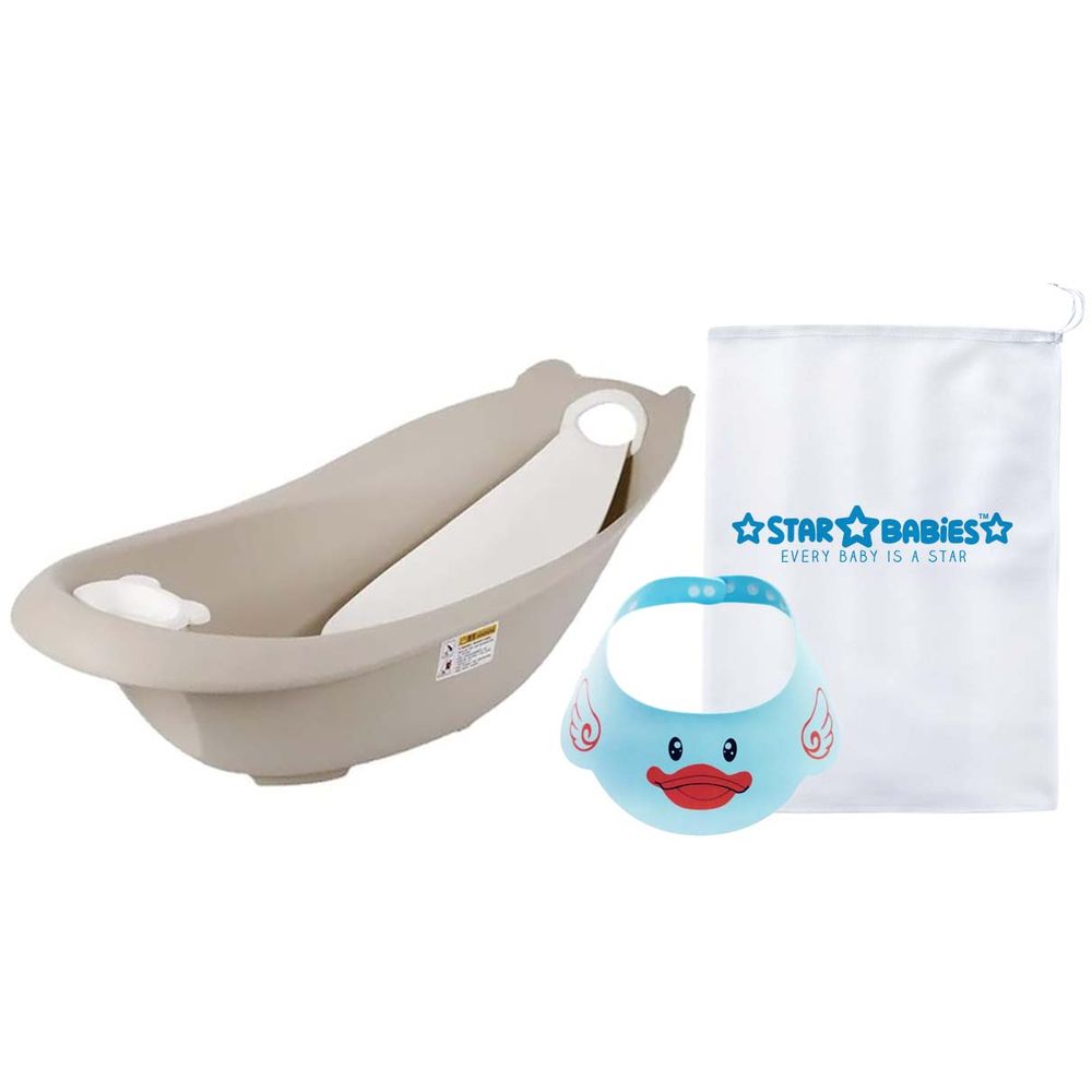 Buy Star Babies Smart Bath Tub Brown with Blue Shower Cap in UAE