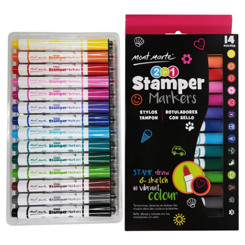 Craft Box - 2-in-1 Stamper Markers 14pcs