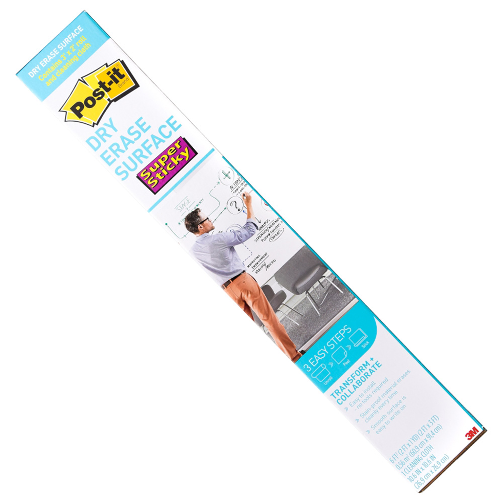 3M PostIt Super Sticky Dry Erase Surface Whiteboard Film 60.9x91.4cm