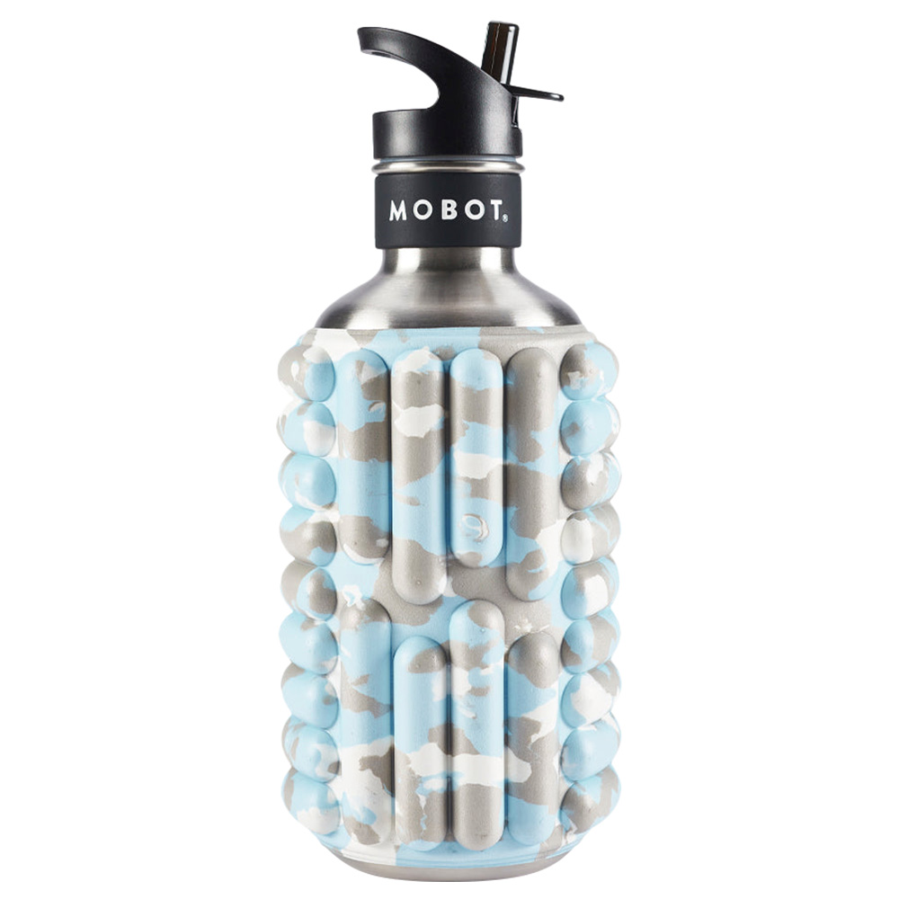 Mobot Big Bertha Foam Roller Water Bottle 1.18L Pastel Blue Camo