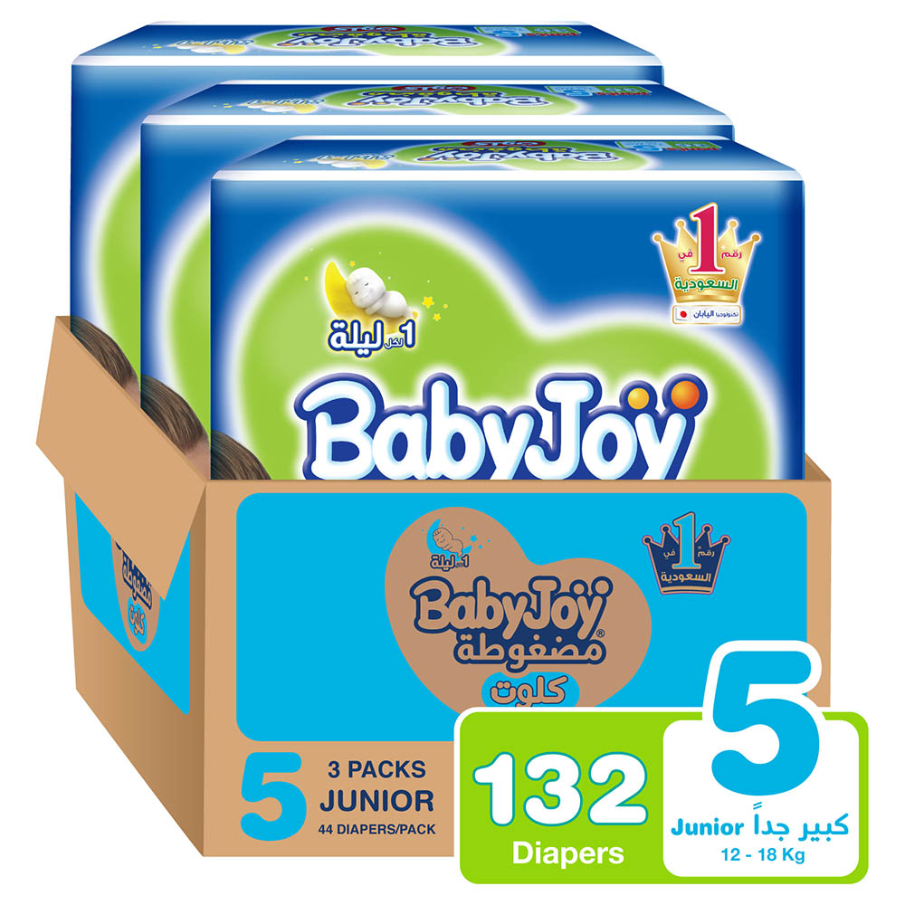 Babyjoy Cullotte Pants Diaper Mega Pack - Junior Size 5 - Pack of 3 - 12 - 18 kg - 132pcs