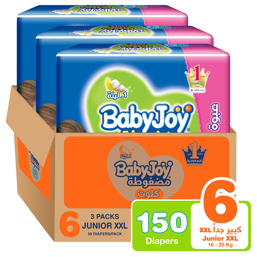 Babyjoy Cullotte Pants Diaper, Giant Pack Junior XXL Size 6, Count 150