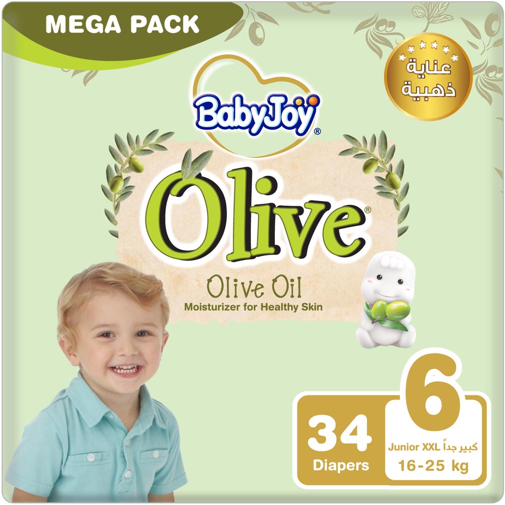 BabyJoy Olive Diapers Size 6 XXL 16+Kg Mega Pack 34pcs