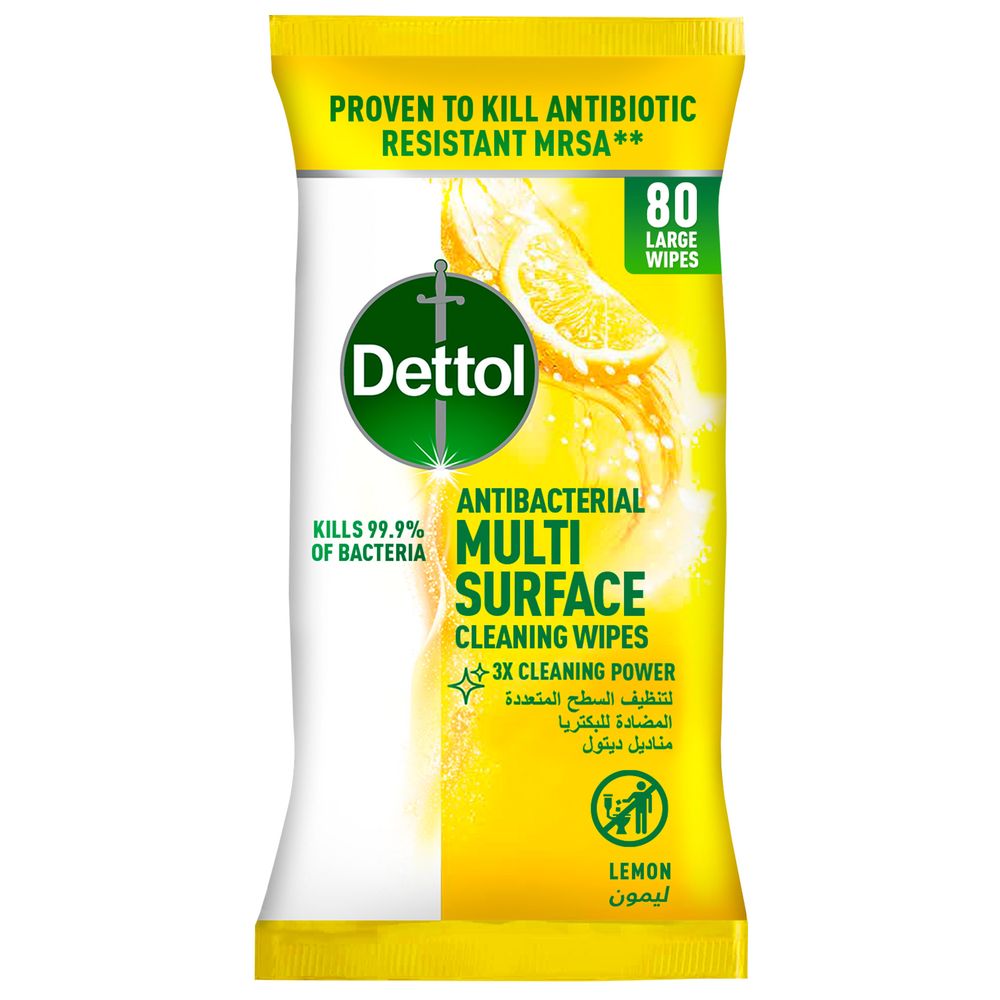 Dettol Lemon Antibacterial Cleaning Large Wipes 80pcs Buy at Best