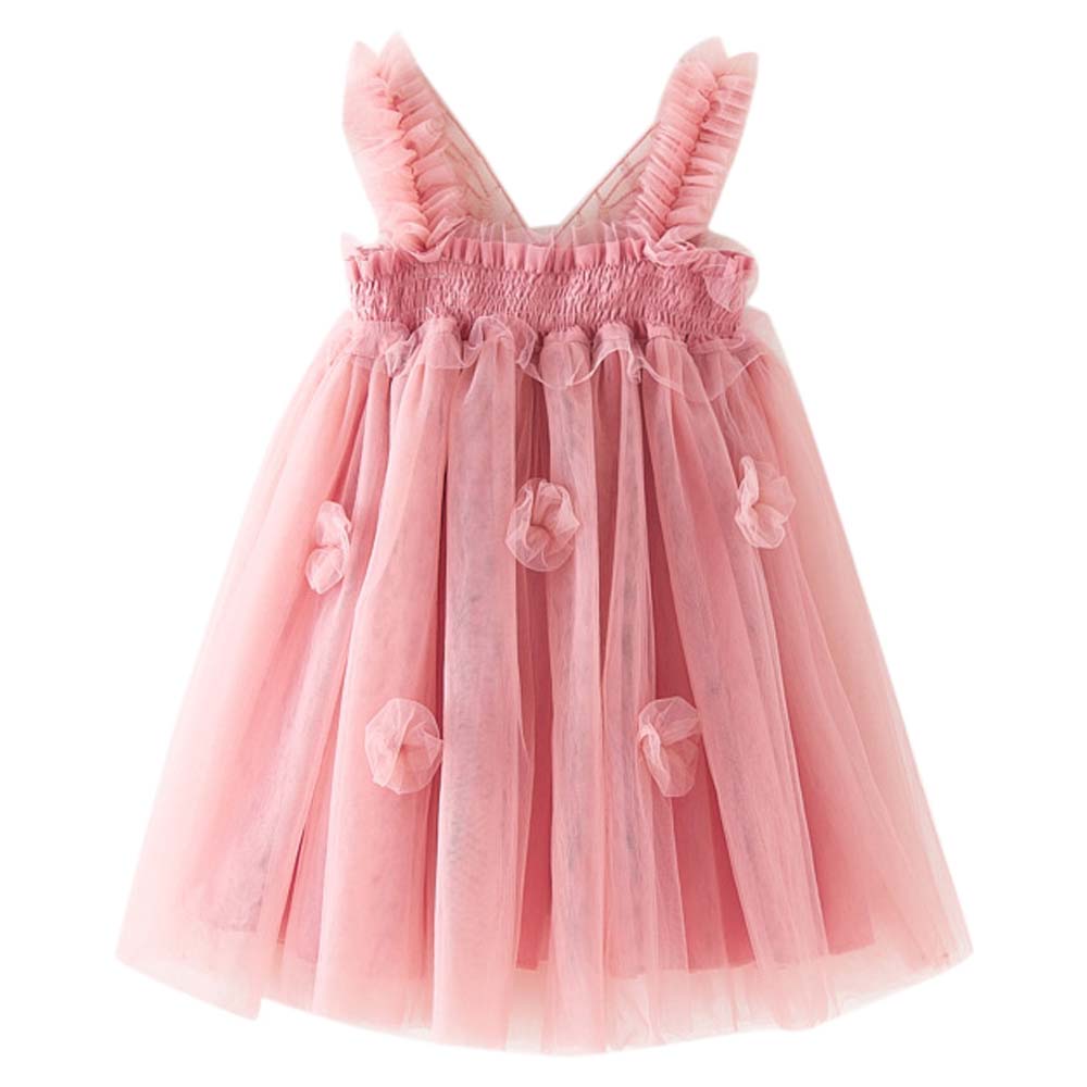 Sugar Rush Appliqued SquareNeck Party Dress Light Pink