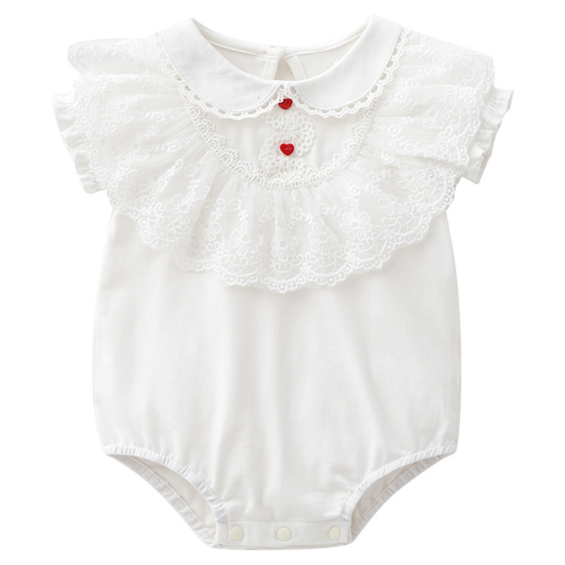 Buy Sugar Rush Laced Round Neck Short Sleeves Bodysuit White