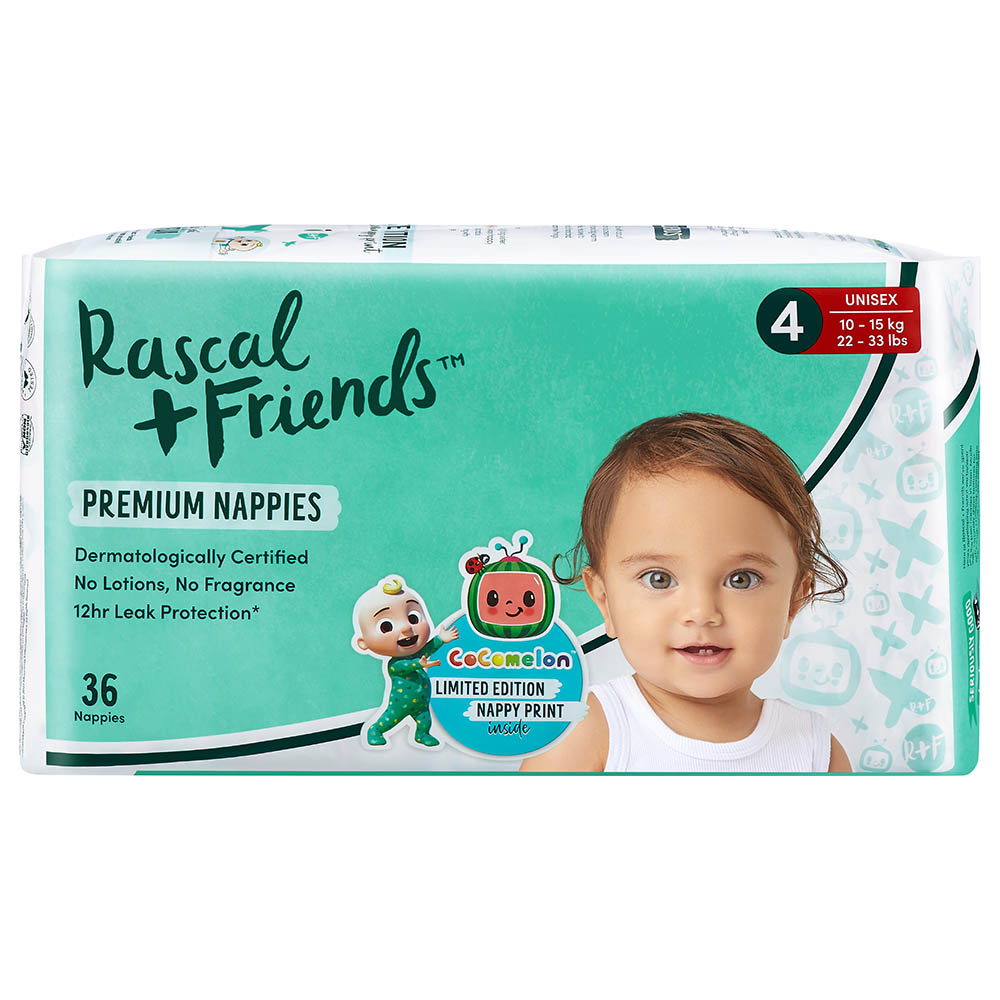 Rascal + Friends - Cocomelon Nappies - 10-15 Kg - Size 4 - 36pcs