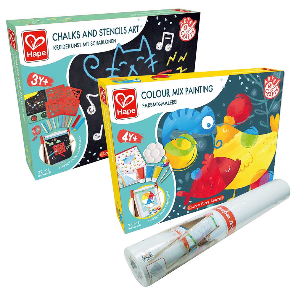 Hape Art & Paint Activity Kit with Art Paper Roll for Easels