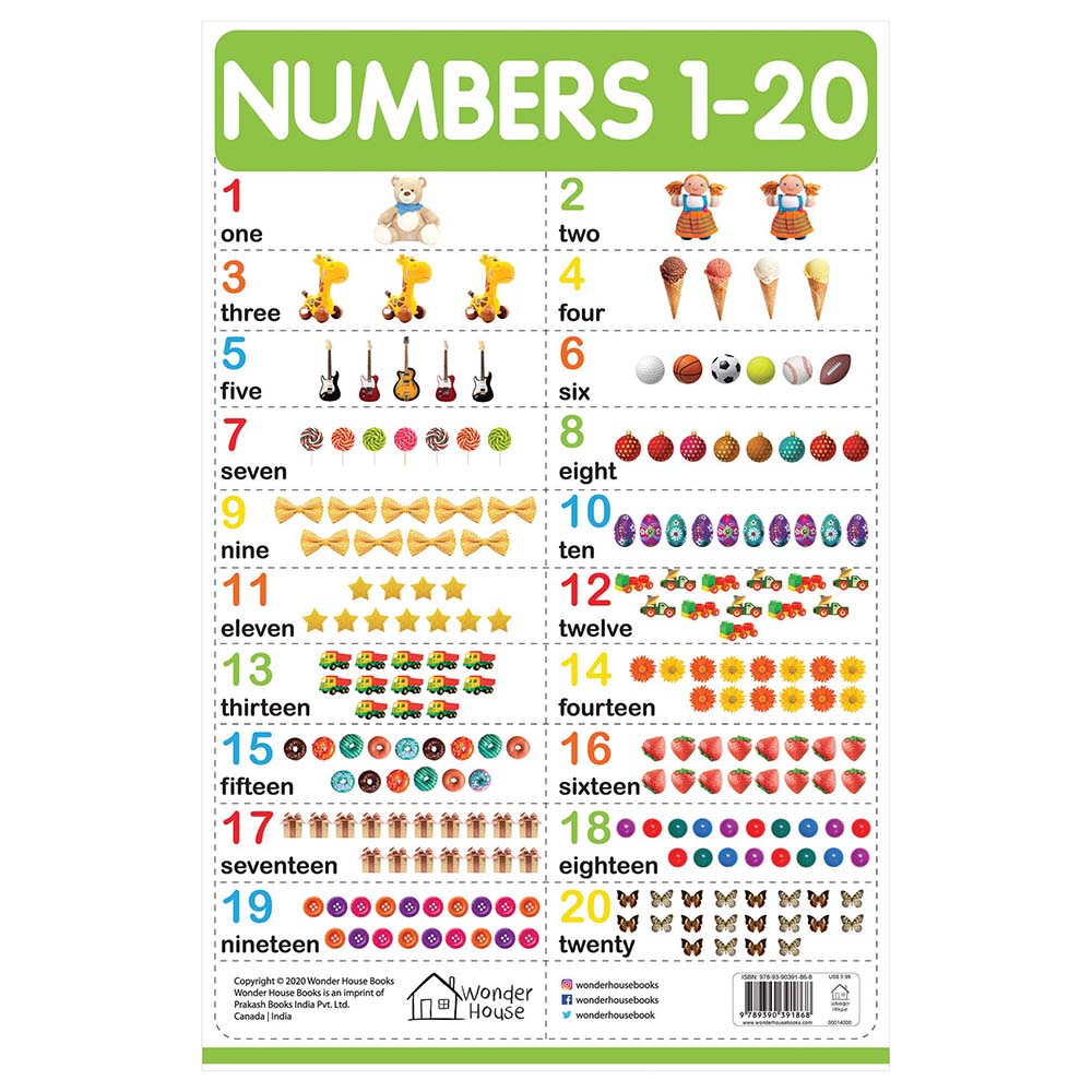 Buy Prakash Books - Numbers 1-20 Wall Chart in Oman | Mumzworld