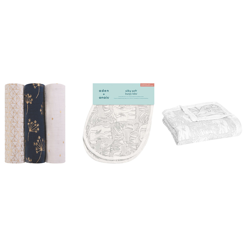Aden + Anais Swaddles + Silky Soft Burpy Bib + Silky Soft Dream