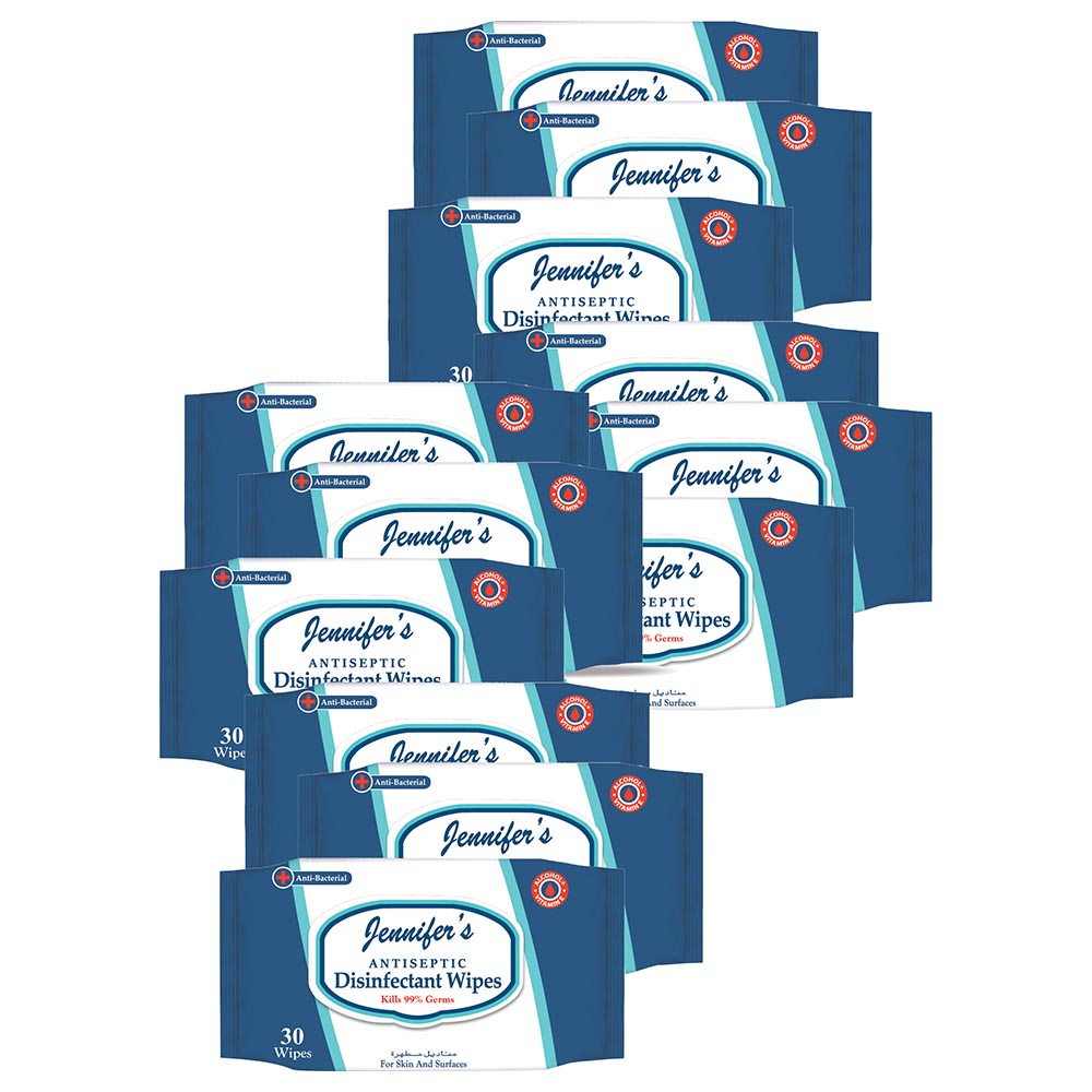 Jennifer's - Antiseptic Disinfectant Wipes 30s - Pack of 12