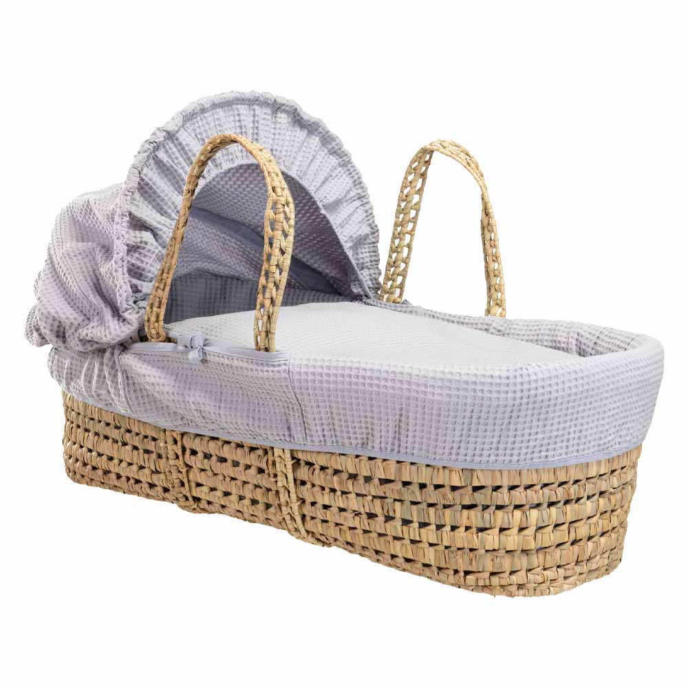 Clair de Lune Waffle Palm Moses Basket Grey