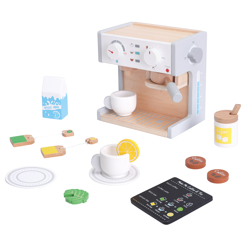 Juguete Pretend Coffee Maker Playset De Madera, Minijuguete | Envío Gratis