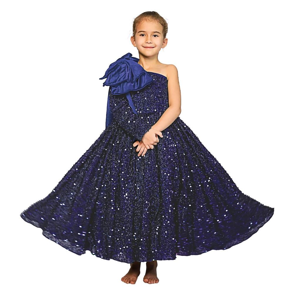 SELIN BOW PARTY DRESS - BLUE