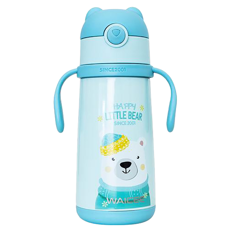 WAICEE Happy Little Bear Vacuum Water Bottle 400ml Blue Buy at Best Price from Mumzworld
