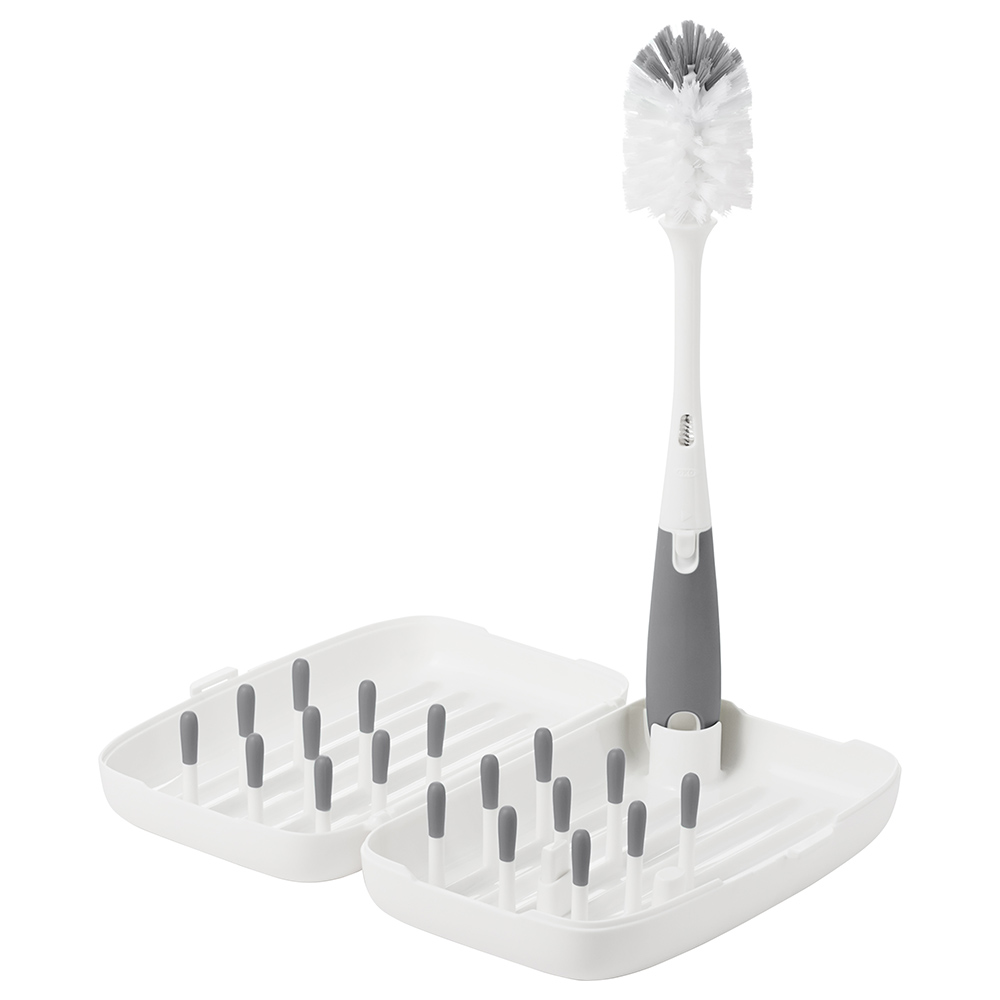 Oxo Tot OnTheGo Drying Rack w/ Bottle Brush Gray