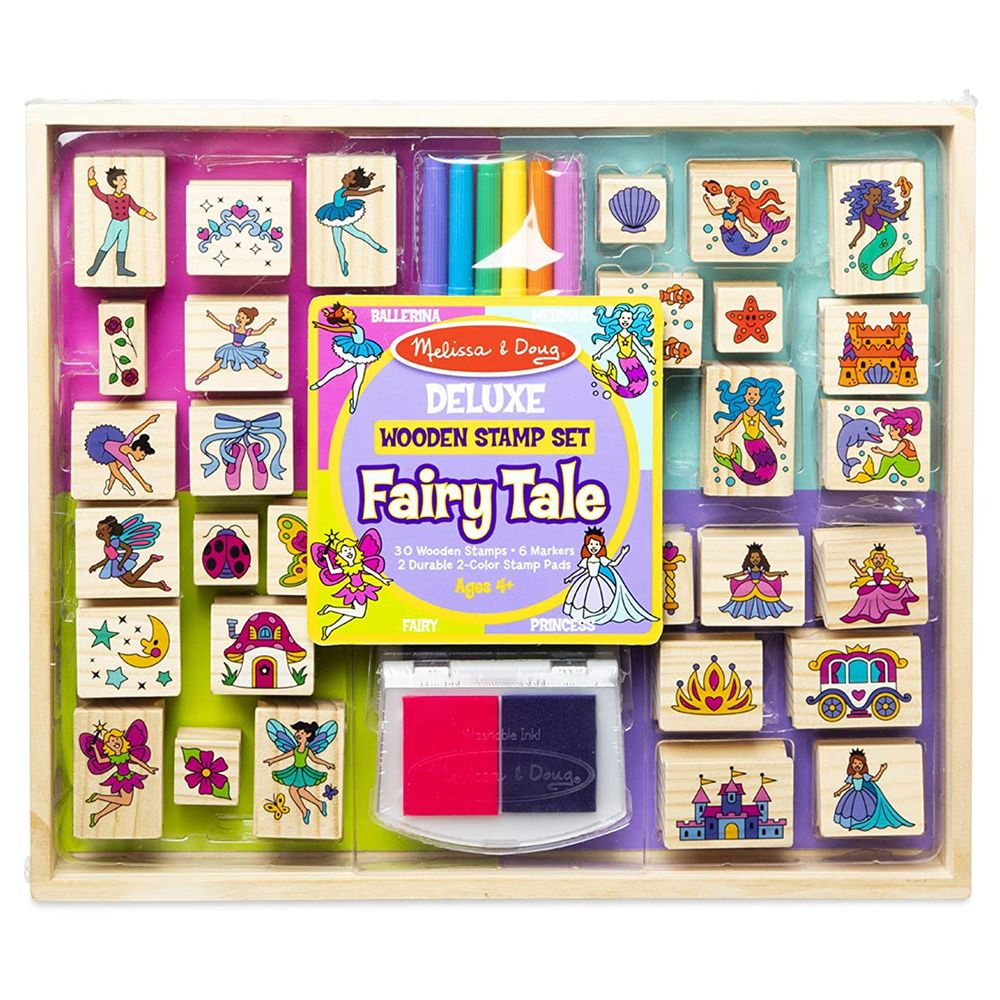 Melissa & Doug Butterfly and Heart Wooden Stamp Set: 8 Stamps and 2-Color  Stamp Pad 