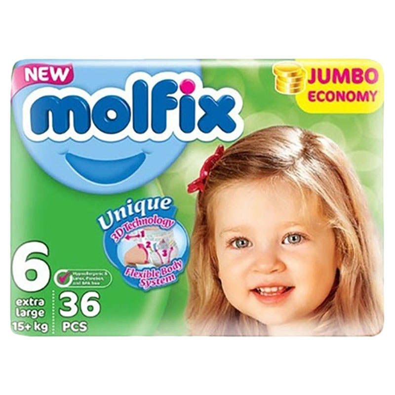 Molfix 3D XL Size 6 15+KG Jumbo Diapers 36pcs Buy at Best Price