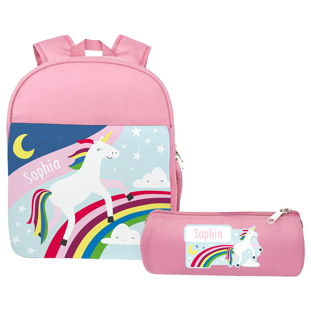Essmak - Personalized Backpack & Pencil Case - Unicorn - 12-Inch