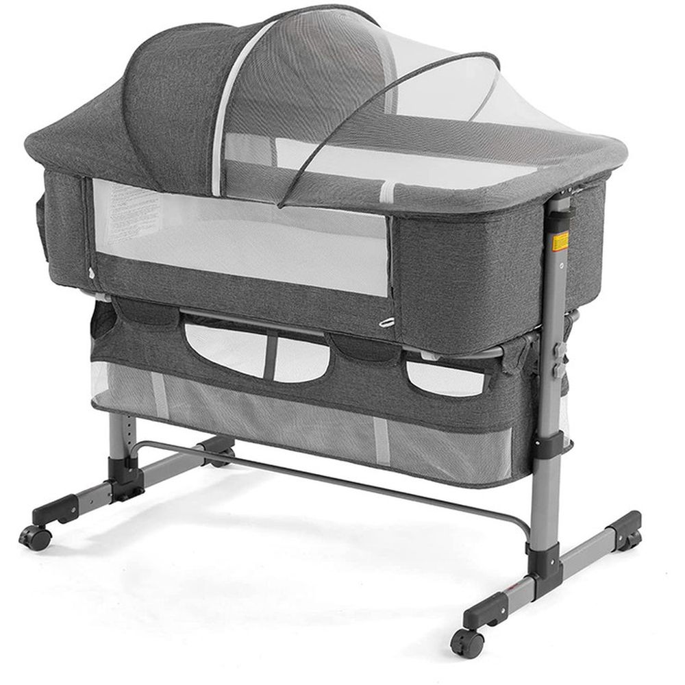 Babylove Foldable Height Adjustment Baby Cradle Bed Dark Grey