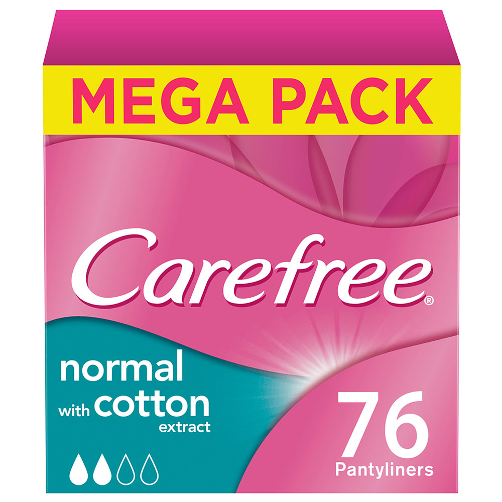 Carefree Panty Liners, Cotton, Unscented, Pack of 76