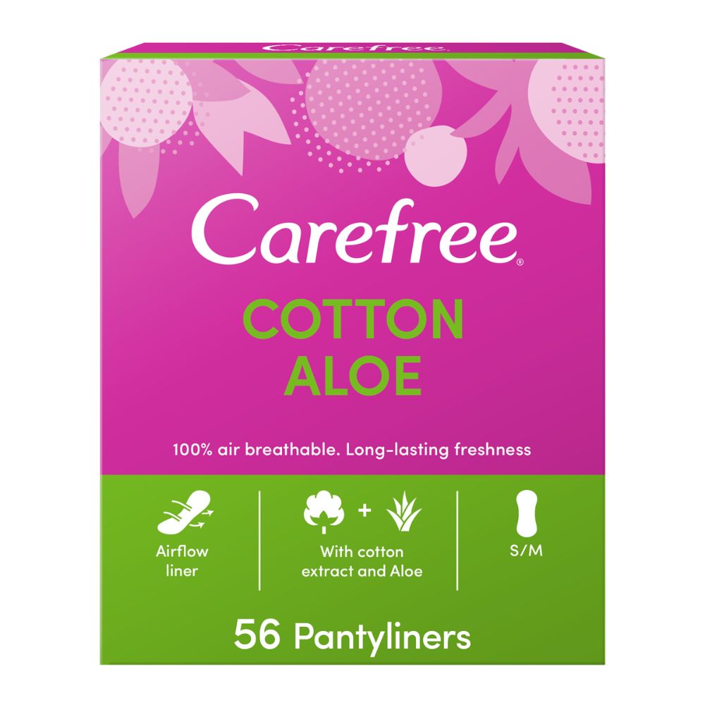 Carefree Panty Liners, Cotton, Aloe, Pack of 56