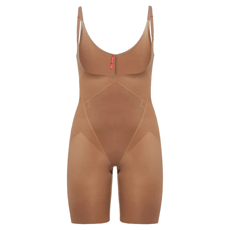 Spanx - Thinstincts 2.0 Open-Bust Mid-Thigh Bodysuit - Brown