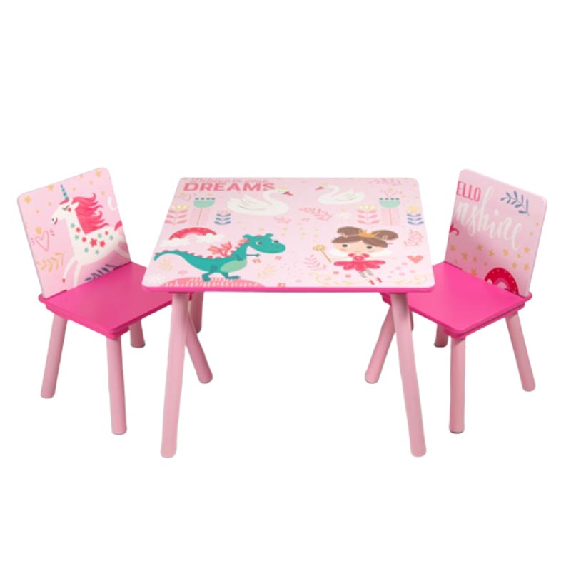 Home Canvas Kids Wooden Table Chair Set Unicorn Pink Buy