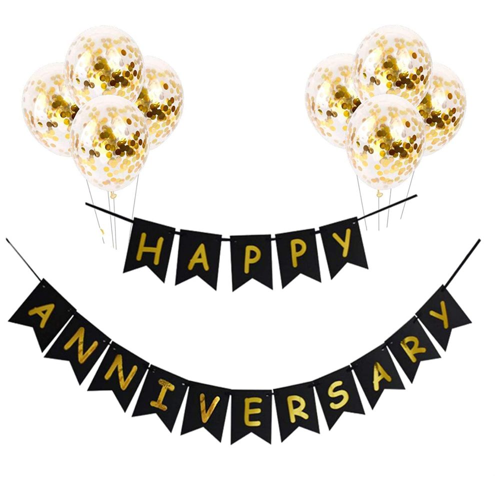 Highland - Black & Gold Happy Anniversary Decoration Set