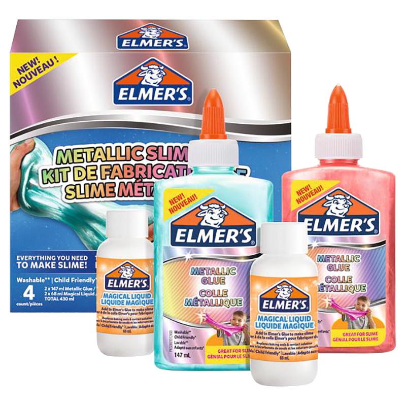 Elmer's Glue Deluxe Starter Slime Kit | Slime Supplies | Clear School Glue  & Glitter Glue Pens, 3 Count