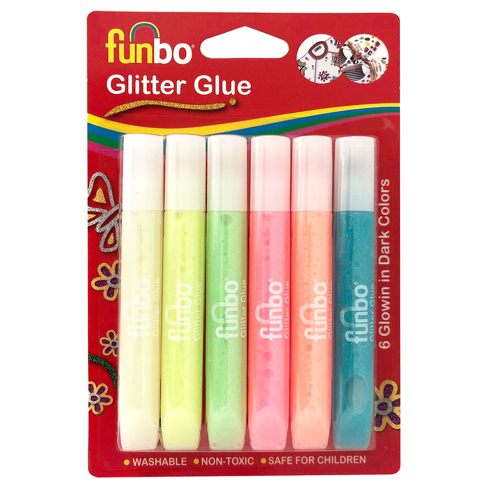 Funbo Glitter Glue Glow In The Dark 6 Colours 13g Buy at Best
