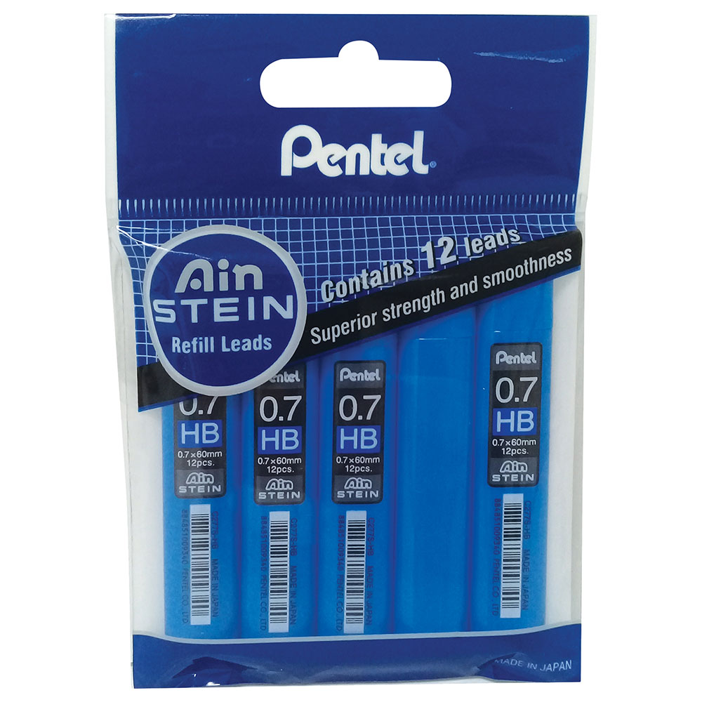 Lot De 3 Tubes De Mines Pentel Ain Stein 0.7 Mm, Dureté H - 40 Mines Par Tube