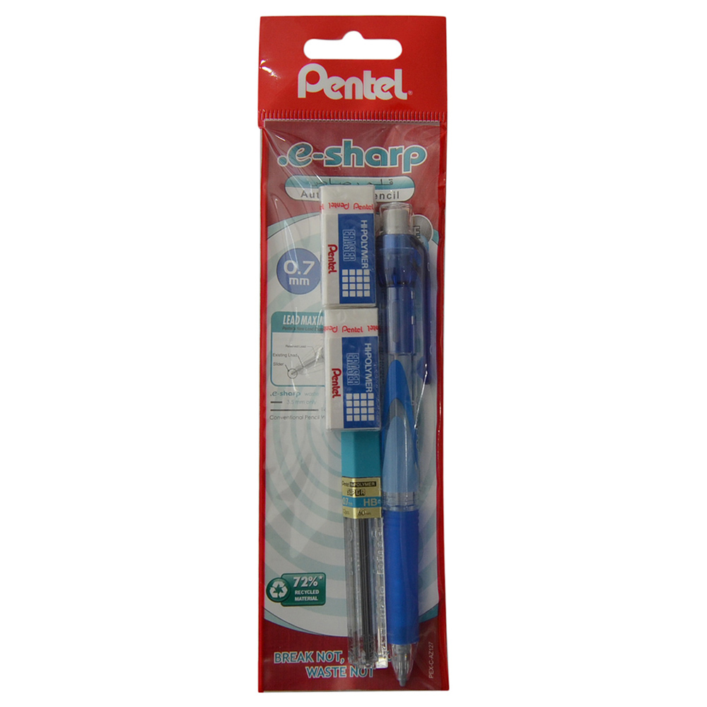 Pentel Blue Mechanical Pencil + Erasers + Refill Leads Buy at Best