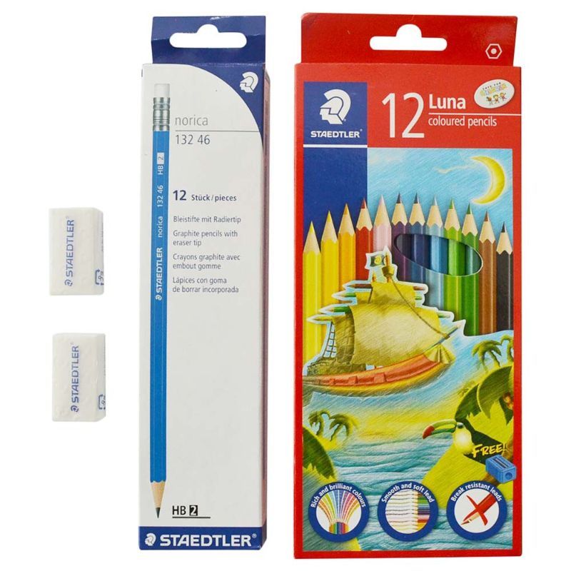 Staedtler Norica Pencils + Luna Colored Pencils + Erasers Buy at