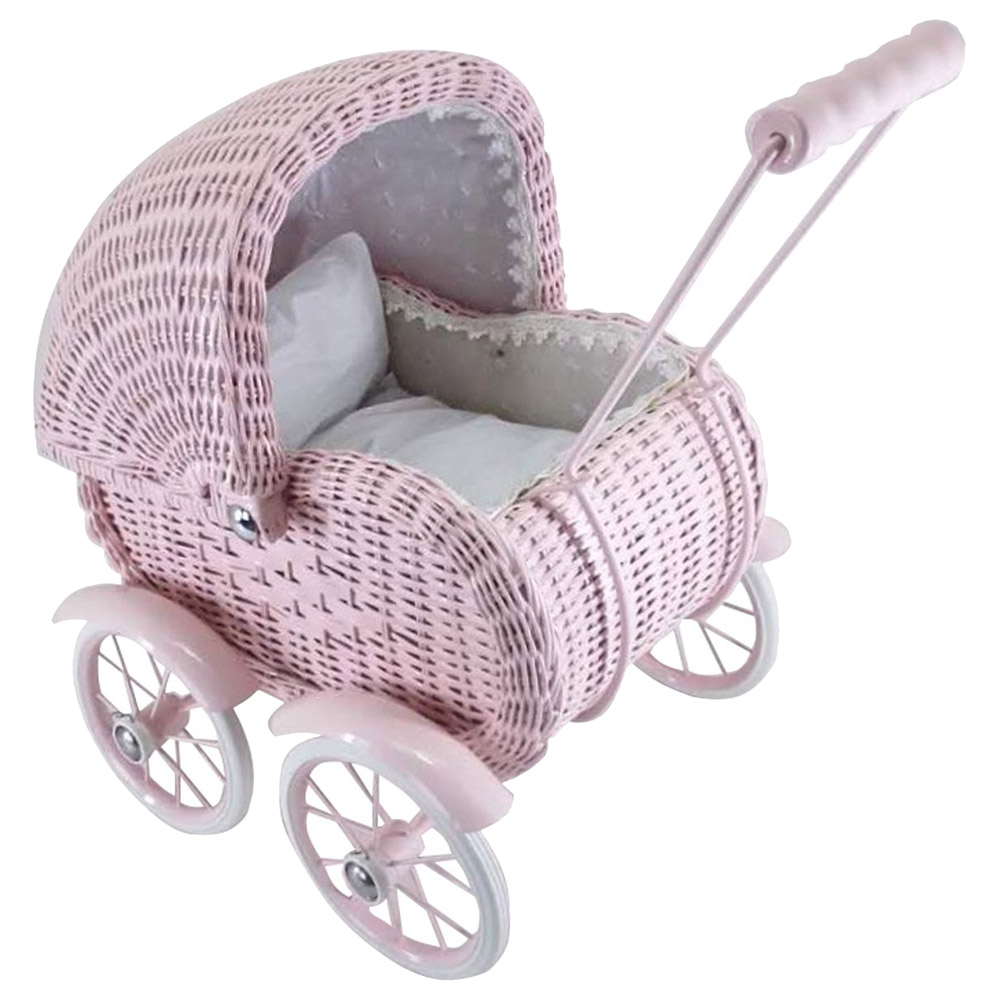 Elli Junior Magni Doll Wicker Pram Pink Buy at Best Price