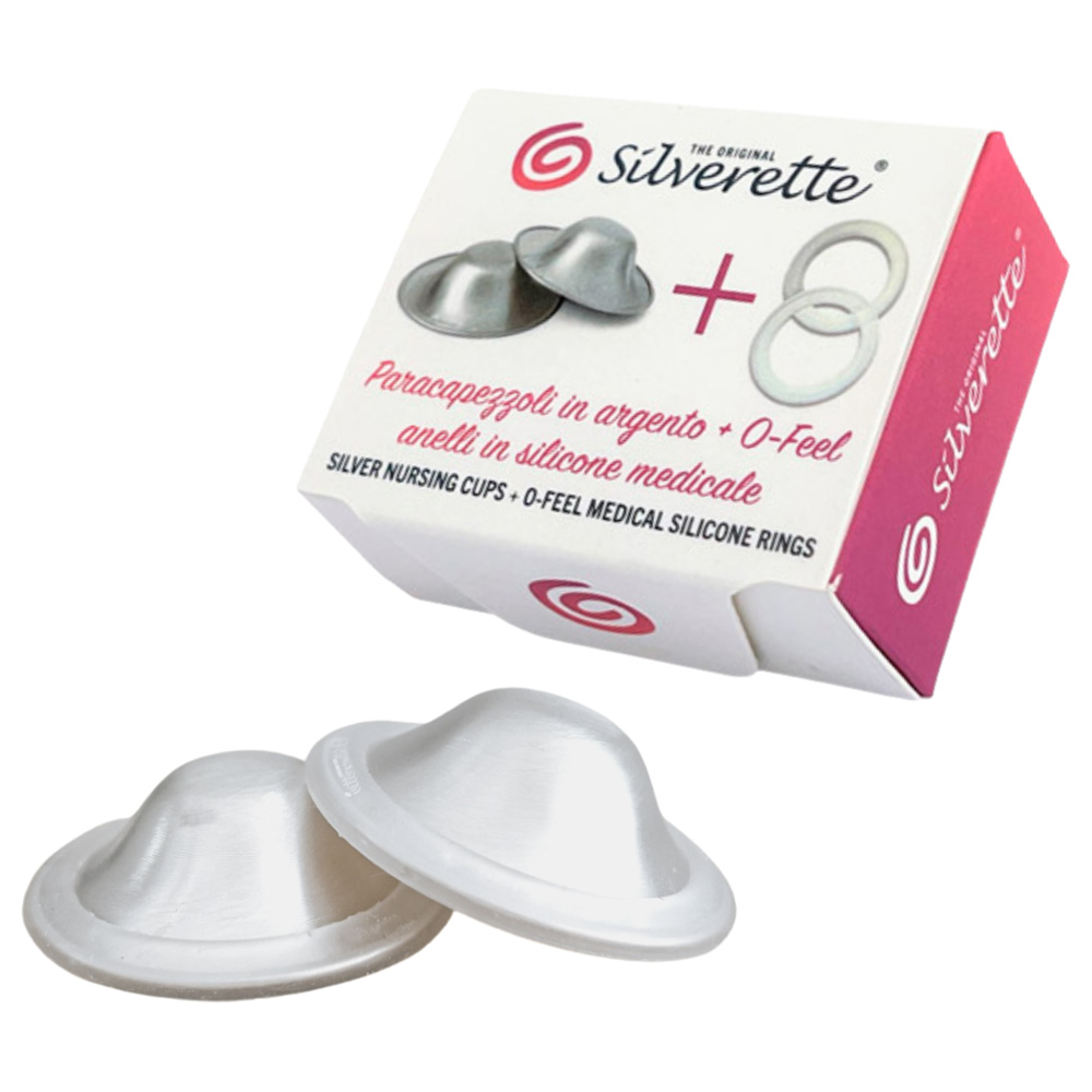 Silverette Silver Nursing Cups (Regular Size) + Ofeel Silicone Ring Bundle  (925 Silver)