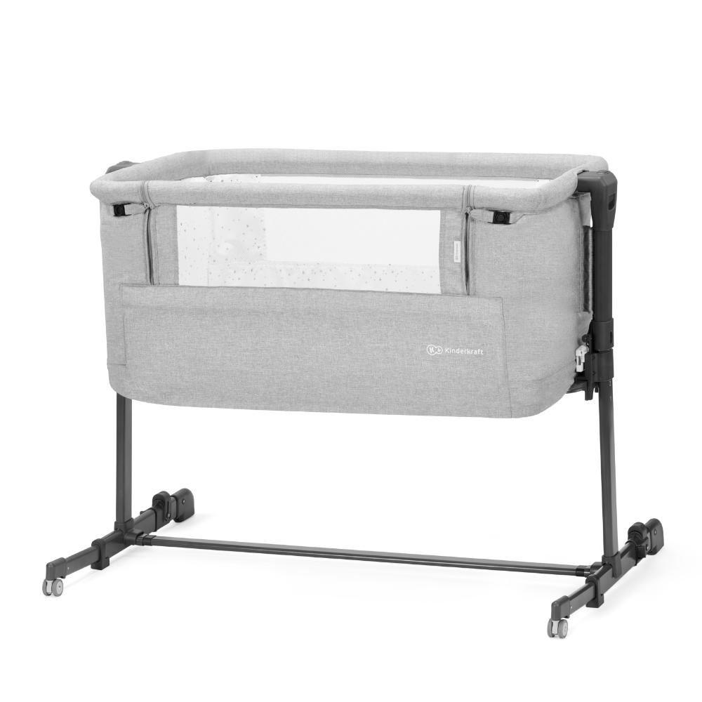 Kinderkraft Side2Bed Co Sleeper Cot Grey Melange
