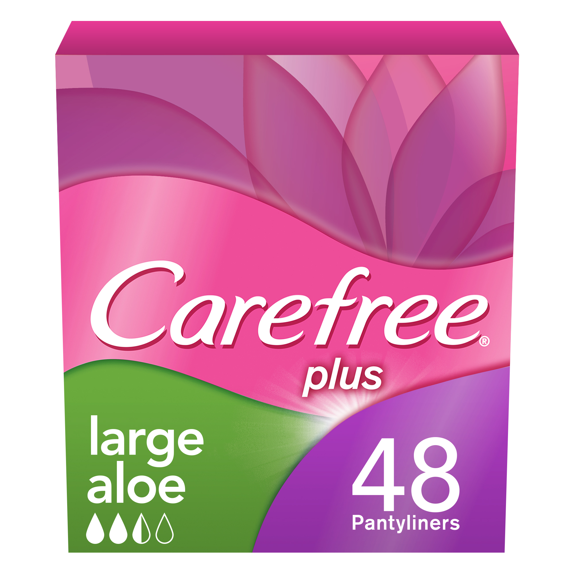 Carefree Panty Liners, Plus Large, Aloe, Pack of 48