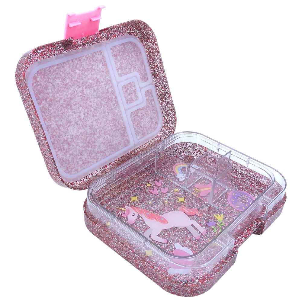 TW Bento Box 4 Compartments Glitters Bento Box Pink