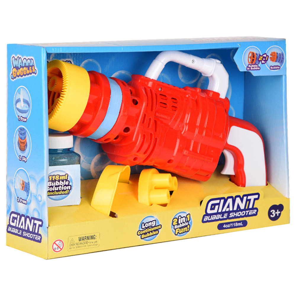 Wanna Bubbles 2 In 1 Giant Bubble Blaster Gun Assorted 1pc