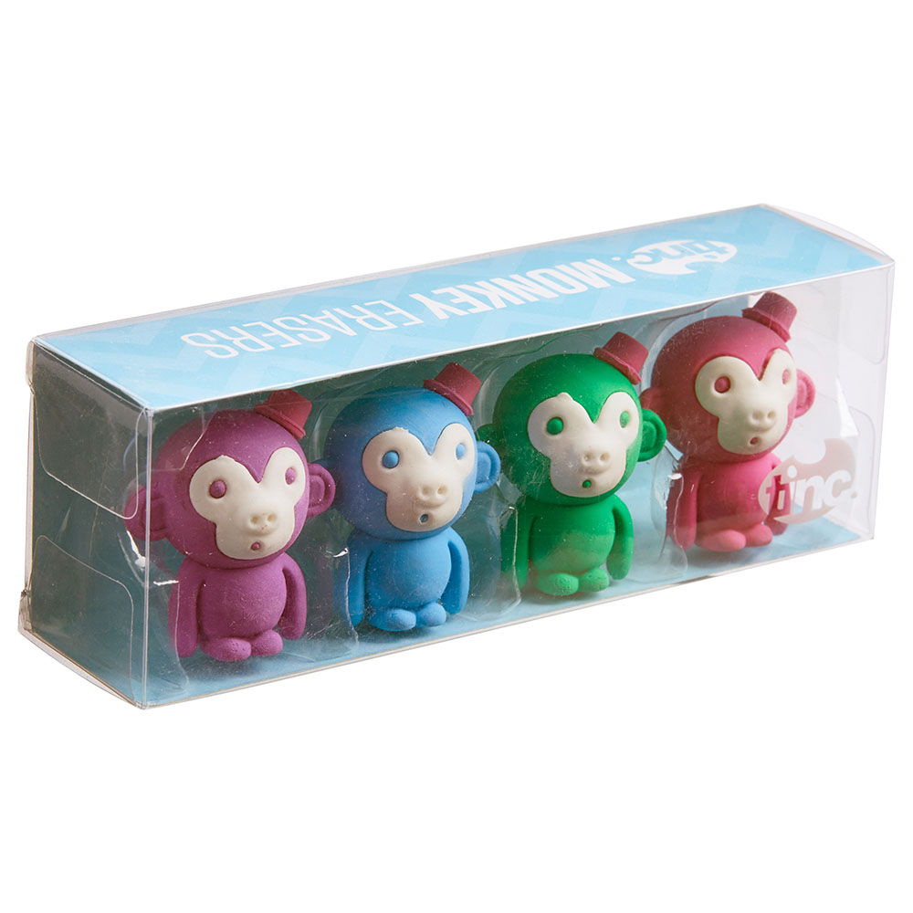 Tinc Monkey Eraser 4pcs