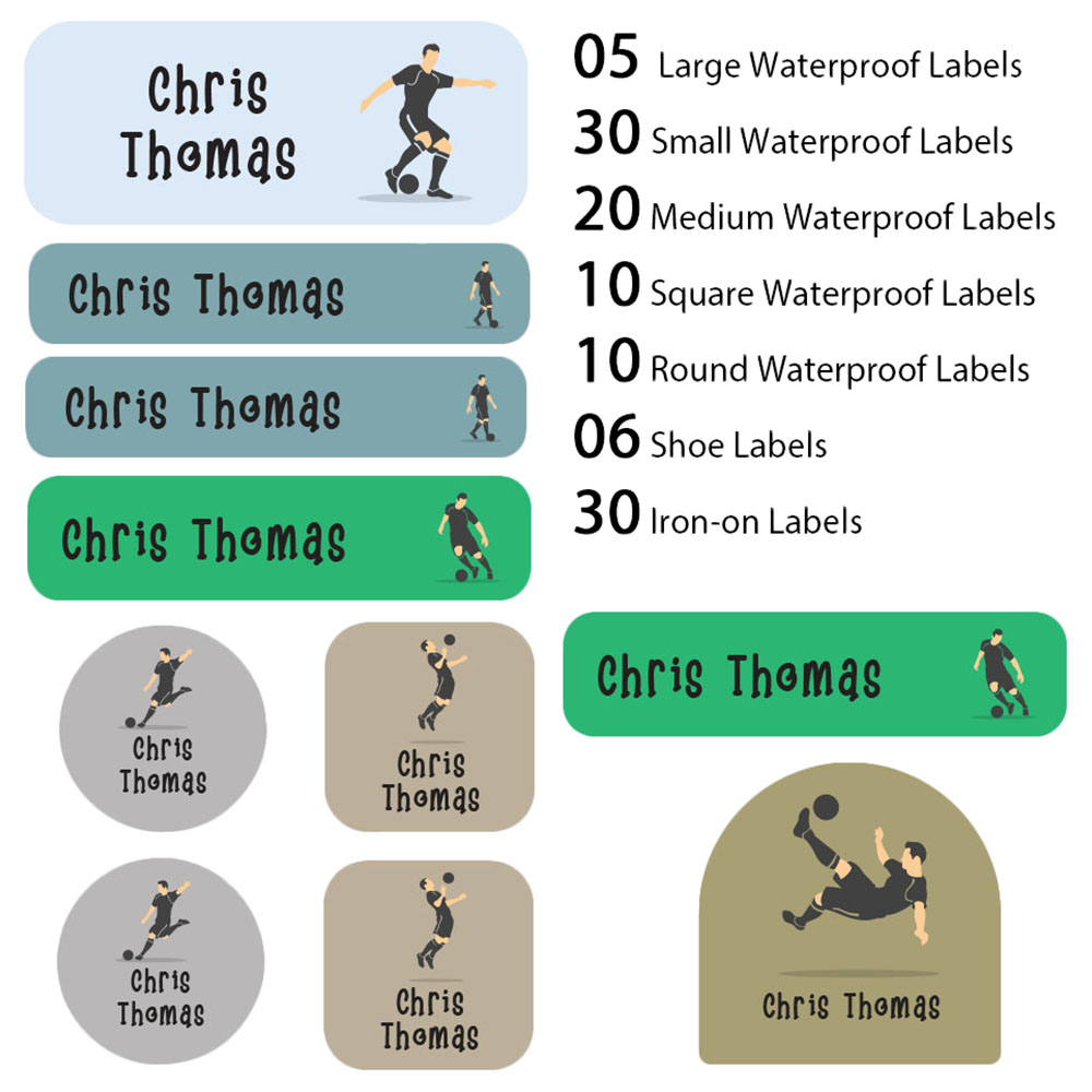 Buy My Labels - Shoe & Iron On Waterproof Labels - Foot Ball Player in ...