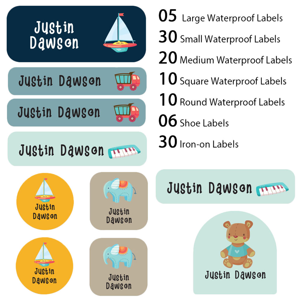 Buy My Labels - Shoe & Iron On Waterproof Labels - Teddy & Elephant in ...