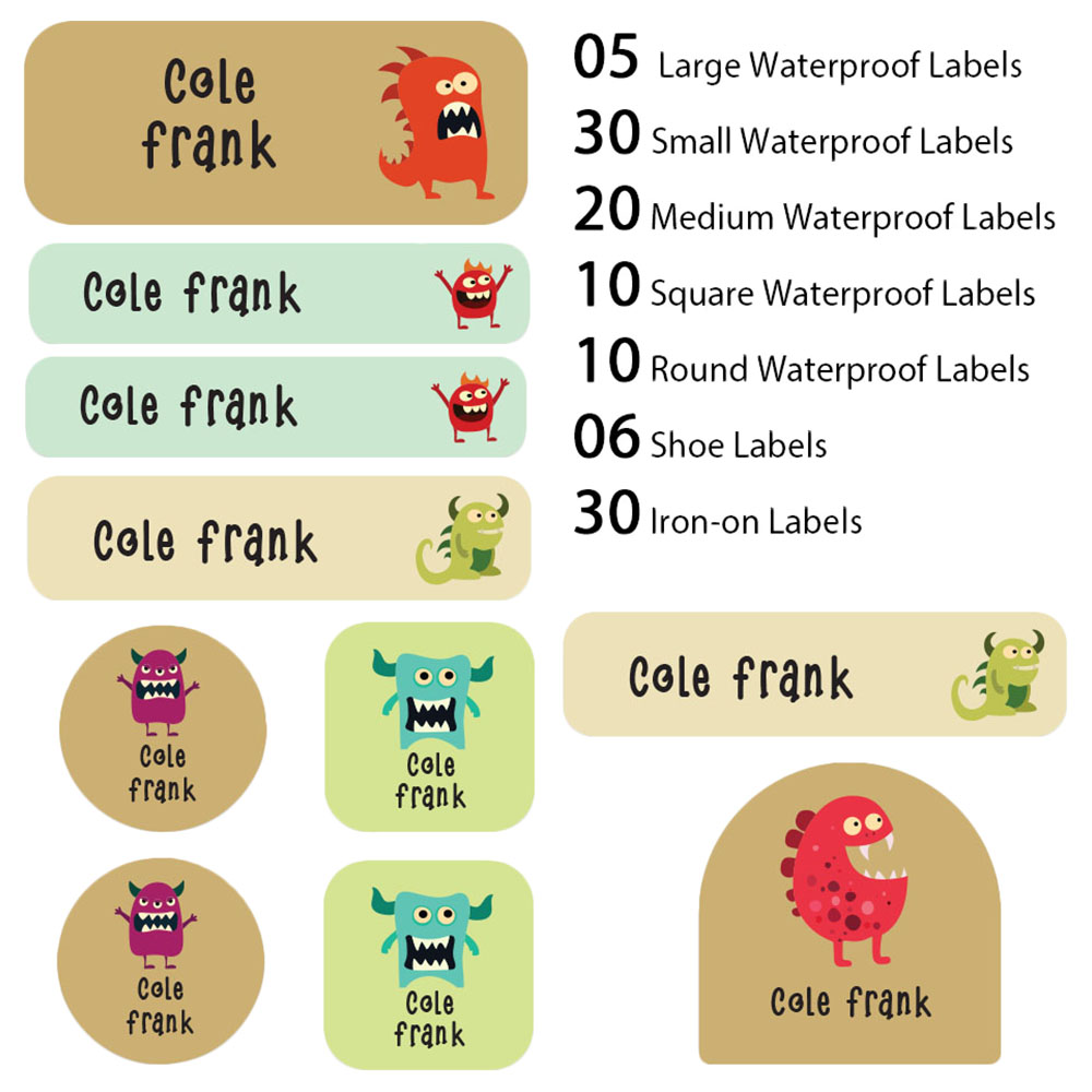 My Labels - Shoe & Iron On Waterproof Labels - Colorful Aliens