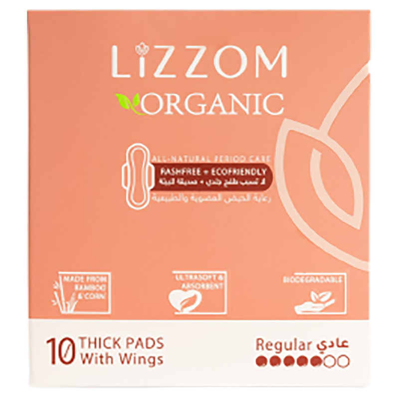 Lizzom - Thick Night Pads Regular Size W/ Wings - 10 Count